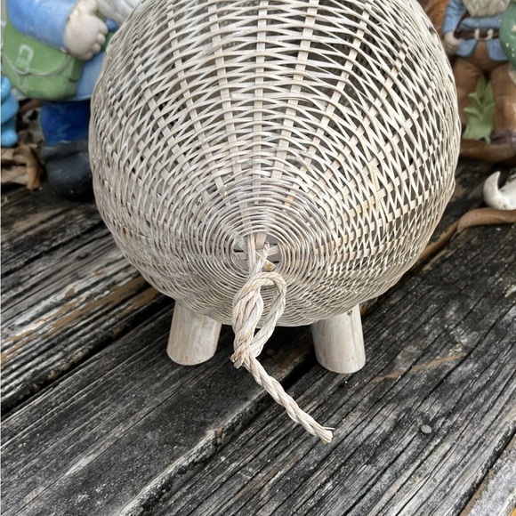 Gray Pig Wicker Basket Planter Large Hand Woven MCM Mid Century Vintage 50s 60s - Picture 6 of 9